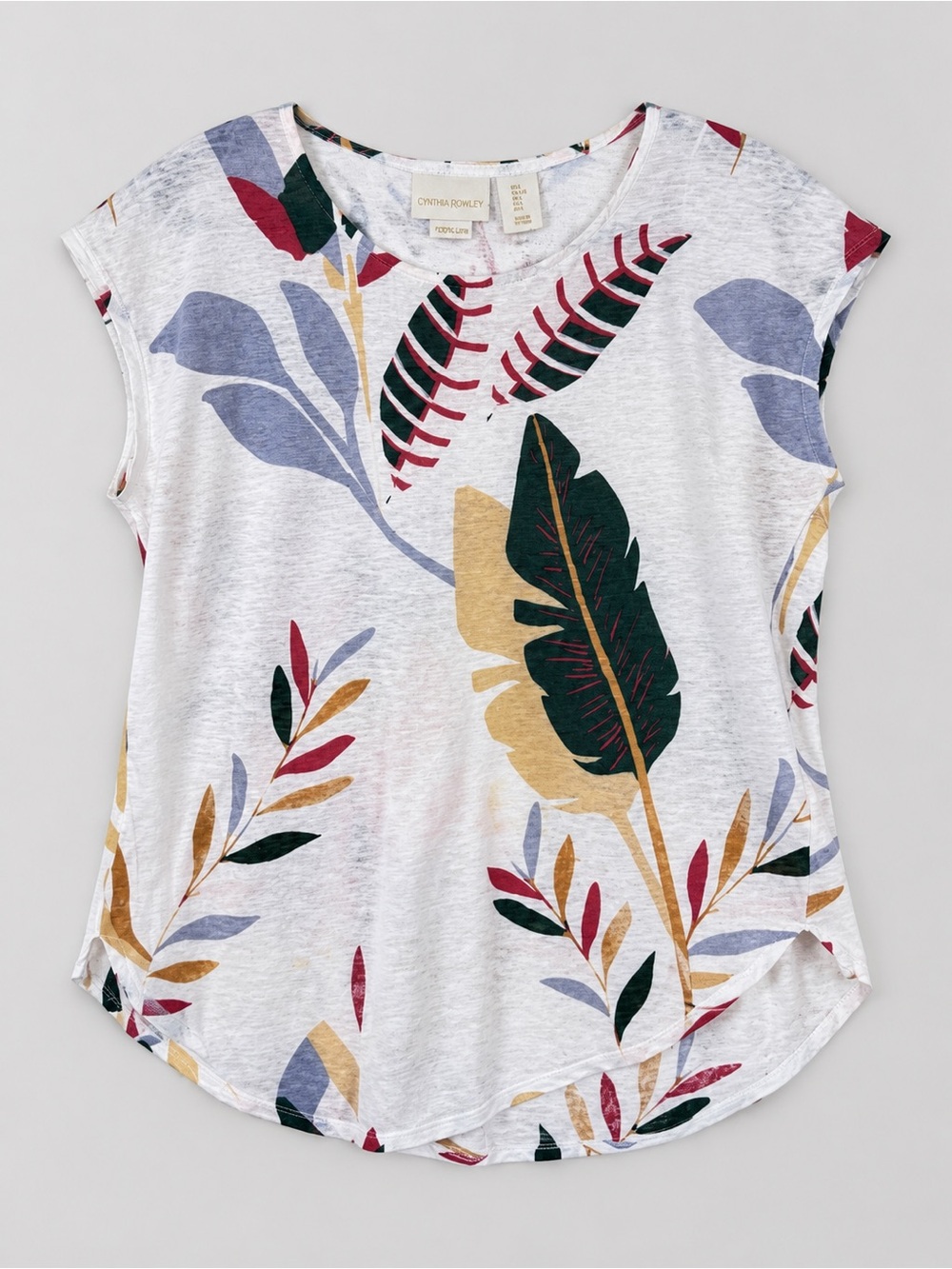 Cynthia Rowley 100% Linen Blouse Large Beach Coastal Euro Summer Minimalist